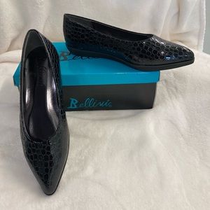 Bellini Freda Black Crocodile Pointy Toe Cushioned Flat